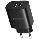 Amplify Dual USB A Wall Charger with USB A to Micro USB - Black