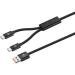 Amplify Linked Series USB to 2 x USB-C Braided Cable 60W 1.2m - Black - Image 2