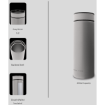 Boden Stark 650ml Double-Walled Flask - Grey - Image 3
