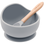 Echo Baby Silicone Suction Bowl and Spoon Set - Stone