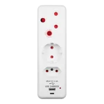 Ellies 3 Way Medium Surge adaptor Schuko,with type C + USB - Image 2