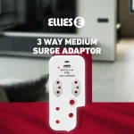 Ellies 3 Way Medium Surge Adaptor with Type C + USB - White - Image 9