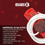 Ellies 4 Way High Surge Extension Lead - 3M - Image 3