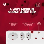 Ellies 4-Way Medium Surge Adaptor with Schuko - White - Image 12