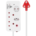 Ellies 4-Way Medium Surge Multiplug with USB-A+USB-C 0.5m