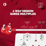 Ellies 4-Way Medium Surge Multiplug with USB-A+USB-C 0.5m - Image 12