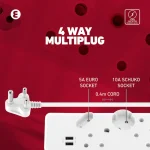 Ellies 4-Way Multiplug - 2 x USB 2.4a - 0.4m - Image 10