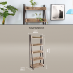 Everfurn Aegla 5-Tier Bookshelf - High Pressure Laminate with Powder-Coated Frame - Image 3