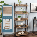 Everfurn Aegla 5-Tier Bookshelf - High Pressure Laminate with Powder-Coated Frame - Image 6