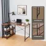 Everfurn Anthony L-Shaped Corner Work Desk - Steel Frame - Image 11
