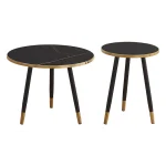 Everfurn Diana Coffee Table Black Marble with Black Legs - Image 8
