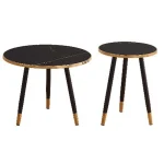 Everfurn Diana Coffee Table Black Marble with Black Legs - Image 9