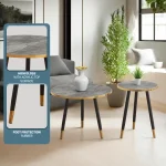 Everfurn Diana Coffee Table Grey Marble with Black Legs - Image 2