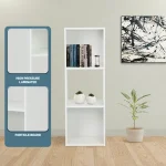 Everfurn Grayscale 3 Tier Bookshelf White, High Pressure Laminate - Image 2