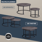 Everfurn Indus Nesting Coffee Table Marble Grey 2 - Piece - Image 10