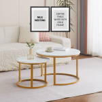 Everfurn Nile Nesting Coffee Table - White & Gold (2 Pc) - Image 10