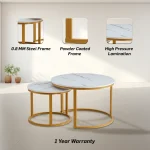 Everfurn Nile Nesting Coffee Table - White & Gold (2 Pc) - Image 2