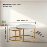 Everfurn Nile Nesting Coffee Table - White & Gold (2 Pc) - Image 3