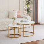 Everfurn Nile Nesting Coffee Table - White & Gold (2 Pc) - Image 4