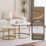 Everfurn Nile Nesting Coffee Table - White & Gold (2 Pc) - Image 6