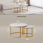 Everfurn Nile Nesting Coffee Table - White & Gold (2 Pc) - Image 7