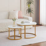 Everfurn Nile Nesting Coffee Table - White & Gold (2 Pc) - Image 9