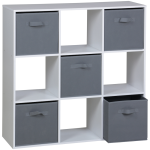 Everfurn Ninefold Bookshelf with 5 Storage Bins