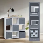 Everfurn Ninefold Bookshelf with 5 Storage Bins - Image 3