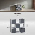 Everfurn Ninefold Bookshelf with 5 Storage Bins - Image 4