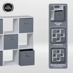 Everfurn Ninefold Bookshelf with 5 Storage Bins - Image 5