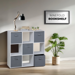 Everfurn Ninefold Bookshelf with 5 Storage Bins - Image 6