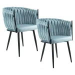 Everfurn Opulent Large Velvet Casual Chair Hazy Blue -2 Pack - Image 7