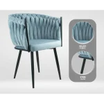 Everfurn Opulent Large Velvet Casual Chair Hazy Blue -2 Pack - Image 8