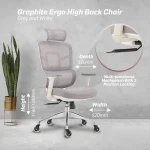 Everfurn Premium Graphite Ergo High Back Chair - Grey - Image 3