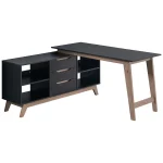 Everfurn Premium Lunar Office Desk - Black, L-Shaped Desk, With Storage - Image 3