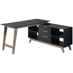 Everfurn Premium Lunar Office Desk - Black, L-Shaped Desk, With Storage - Image 4