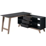 Everfurn Premium Lunar Office Desk - Black, L-Shaped Desk, With Storage - Image 5