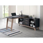 Everfurn Premium Lunar Office Desk - Black, L-Shaped Desk, With Storage - Image 6