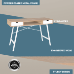 Everfurn Rain Work Desk - Study Desk with Two Drawers, Steel Frame, Adjustable Feet - Image 7