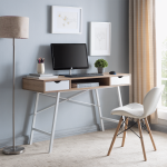 Everfurn Rain Work Desk - Study Desk with Two Drawers, Steel Frame, Adjustable Feet - Image 8