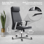 Everfurn Ruby High Back Office Chair, Chrome Metal Base - Image 4
