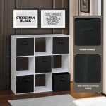 Everfurn Storeman Black, Collapsible Fabric Organiser Storage Basket - Single - Image 3