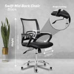Everfurn Swift Mid Back Chair - Black - Image 3