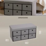 Foldable Storage Ottoman with Six Drawers - Image 7