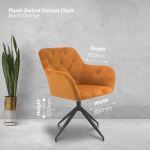 Plush Swivel Casual Chair - Burnt Orange - Velvet Fabric - Image 3