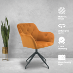 Plush Swivel Casual Chair - Burnt Orange - Velvet Fabric - Image 4