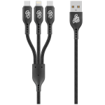 Pro Bass Braided 3-in-1 Charge Cable 1m - Black