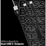 Pro Bass Cord Series 1.2m 15w USB-A to 2x USB-C Braided - Black - Image 5