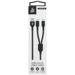 Pro Bass Cord Series 1.2m 15w USB-A to 2x USB-C Braided - Black - Image 8