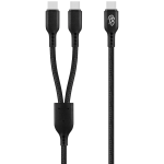 Pro Bass Cord Series 1.2m 15w USB-C to 2x USB-C Braided - Black - Image 2